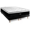 Prestige Literie Ensemble matelas sommier Suite Ressorts ensachés et mémoire de forme - 200x200 cm - Equilibré - Noir