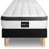 Prestige Literie Ensemble matelas sommier Supérieur Mémoire de forme - 90x200 cm - Ferme - Noir