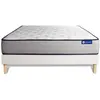 Actisom Ensemble 200x200 Matelas Mémoire de forme Sommier kit Blanc