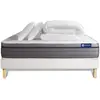 ACTISOM Ensemble sommier matelas 200x200 Actiflex zen Ressorts ensachés et mémoire de forme - 26 cm - Equilibré - sommier kit Blanc + 2