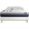Actisom Pack sommier kit matelas Hybride 140x190 Blanc Oreiller couette