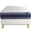 Actisom Ensemble 90x200 Matelas Latex et mémoire de forme Sommier kit Blanc