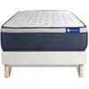 Actisom Ensemble 90x200 Matelas Latex et mémoire de forme Sommier kit Blanc