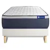 Actisom Ensemble 90x190 Matelas Mémoire de forme Sommier kit Blanc