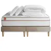 Marmottes & Co Pack Prêt A Dormir Matelas Le Paisible 160x200cm Memoire De Forme Biovisco + Double Sommiers Beige + 2 Oreillers + Couette
