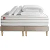 Marmottes & Co Pack Prêt A Dormir Matelas Le Douillet 200x200cm Memoire De Forme Biovisco + Double Sommiers Beige + 2 Oreillers + Couette