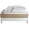 Marmottes and Co Pack Prêt A Dormir Matelas Le Soyeux 140x190cm Ressorts Ensaches + Memoire De Forme Biovisco + Sommier Blanc