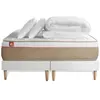 Marmottes and Co Pack Prêt A Dormir Matelas Le Soyeux 180x200cm Ressorts Ensaches + Memoire De Forme Biovisco + Double Sommiers Blanc