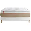 Non communiqué Ensemble sommier matelas LE SOYEUX 140x190cm Ressorts ensachés + Mémoire de forme BioVisco - Ep. 24cm + sommier kit Blanc