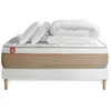 Marmottes & Co Pack Prêt A Dormir Matelas Le Soyeux 200x200cm Ressorts Ensaches + Memoire De Forme Biovisco + Sommier Kit Blanc