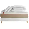 Marmottes & Co Pack Prêt A Dormir Matelas Le Soyeux 140x190cm Ressorts Ensaches + Memoire De Forme Biovisco + Sommier Kit Blanc