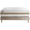 Non communiqué Ensemble sommier matelas LE RAFFINÉ 140x200cm Ressorts ensachés + Mémoire de forme BioVisco - Maxi épaisseur 26cm + sommier kit Beige