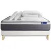 Actisom Pack sommier kit matelas Hybride 160x200 Blanc Oreiller couette