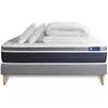 Actisom Pack sommier kit matelas Hybride 200x200 Gris Oreiller couette