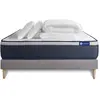 Actisom Pack sommier kit matelas Hybride 160x200 Gris Oreiller couette