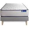 Actisom Ensemble 90x190 Matelas Mémoire de forme Sommier kit Gris