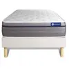 Actisom Ensemble 80x190 Matelas Mémoire de forme Sommier kit Blanc