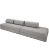 Canapé droit convertible 5 places - tissu tweed - gris KIM32COC85