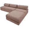Canapé droit convertible et modulable 6 places en tweed rouge