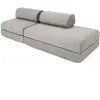 AUTRES Canapé droit convertible et modulable 3 places en tissu lisse gris