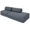 Canapé droit convertible 3 places - tissu lisse - bleu KIM21GEM77