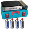 Plancha à gaz Barbecue grill 2100W Cuisson 30 x 24cm Piezo + 4 cartouc...