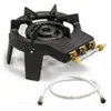 Réchaud à gaz - INTEC - 4 pieds - 2 brûleurs - 9800W - Tuyau 1.50m Butane/Propane