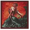 GENERIQUE Tissu carré jacquard 48 x 48 cm danseuse(...) - Rouge
