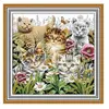 GENERIQUE Tissu carré jacquard 48x48 chats(...) - miaou/blanc