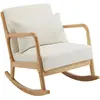 palozi home Fauteuil à bascule style scandinave bouclette et bois " Clinton " - Beige