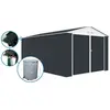 Habitat et Jardin Garage métal " Houston" - 15,36 m² avec gouttière et récupérateur d'eau - Anthracite
