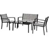 Salon de jardin bas "Lino" - 4 places  - Gris