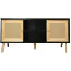 Meuble TV scandinave en cannage "Iguane" - 120 x 30 x 56.5 cm - Noir