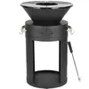 Habitat et Jardin Barbecue plancha brasero a charbon et bois - 49 x 49 x 92 cm - Noir