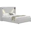 Palozi Home Lit double en velours côtelé avec coffre et lampe intégré "Cortina" - 160 x 200 cm - Beige