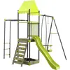 Aire de jeu portique en métal avec toboggan et bac a sable "Lucien" - ...