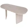 Table basse en bois "Ovalis" - 130 x 65 x 40 cm - Travertin