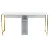 Bureau en bois "Twin Study Desk" - 240 x 60 x 74 cm - Or blanc
