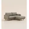 Canapé d'angle 3 places - Tissu Gris - Design et confortable - Fabriqu...