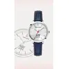 Pierre Lannier Montre Homme Élysée Cadran Argenté Bracelet Cuir Bleu