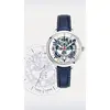 Pierre Lannier Montre Homme Élysée Cadran Argenté Bracelet Cuir Bleu