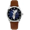Montre Pierre Lannier  Montre Homme MONARCK Bleu Cuir Brun