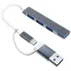 Hub USB Moxie 4 en 1 avec adaptateur USB-C Femelle vers USB-A Mâle Argent