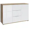 Petits meubles Buffet 2 portes 3 tiroirs stratifiés blanc et bois