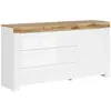 Petits meubles Buffet 3 tiroirs 1 porte stratifiés blanc et bois