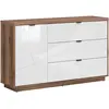 Petits meubles Buffet 3 tiroirs 1 porte stratifiés blanc et bois