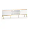Meuble TV 2 portes 160 cm Zora Blanc et Doré