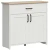 Petits meubles Buffet 2 portes 1 tiroir stratifiés blanc et bois