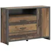 Petits meubles Buffet 1 porte 3 tiroirs stratifiés beige et gris