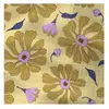 Tissu coton double gaze imprimé fleurs jaunes et violettes vendu au mè...